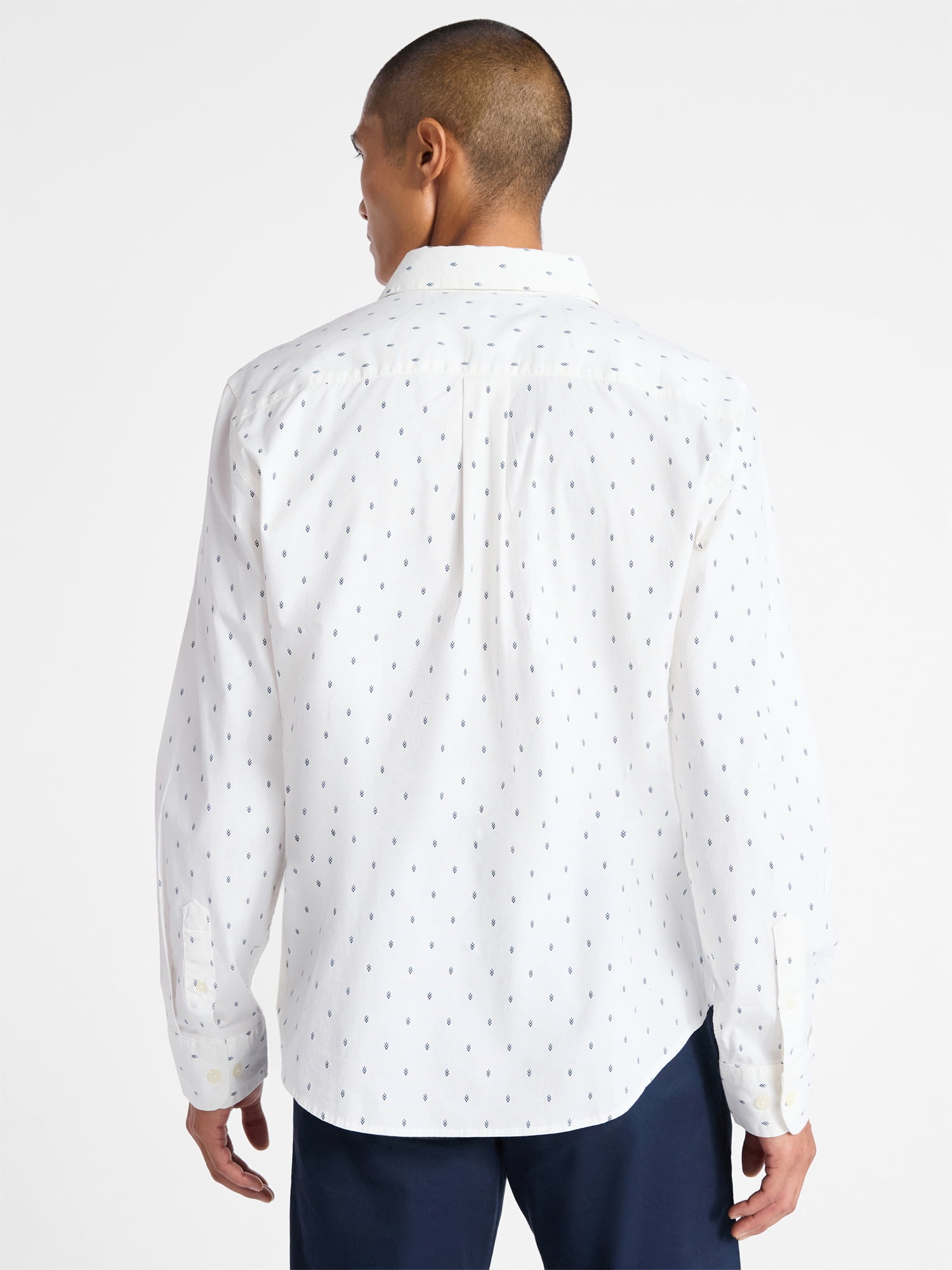 Free Assembly Men's Button Front Poplin Oxford Shirt with Long Sleeves, Sizes XS-3XL