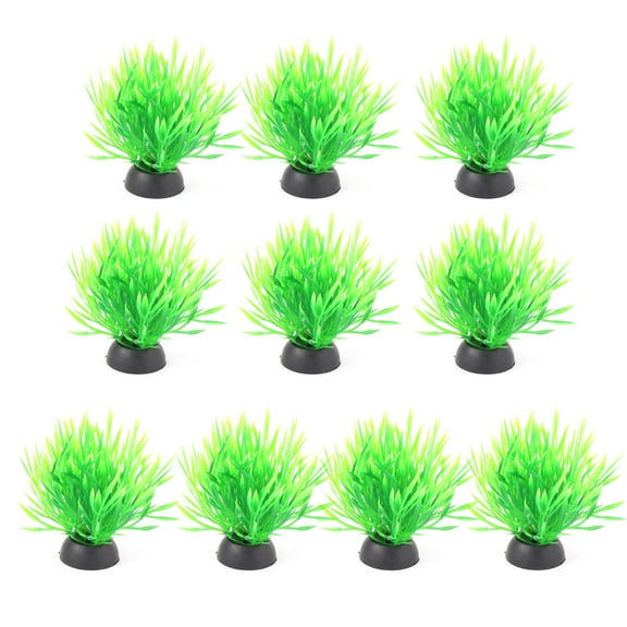 Unique Bargains Soft Plastic Fish Tank Plant Aquarium Ornament good Grass Decoration Simulation Plant Green 10pcs