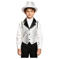 thumbnail image 3 of iiniim Boys Show Outfit Sequin Vest Hat Set For Dance Party Themed Celebration Gear Performance Top Silver 6, 3 of 7
