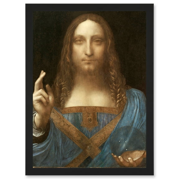 Da Vinci Salvator Mundi World Saviour Jesus Christ Painting Artwork Framed Wall Art Print A4
