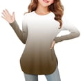 thumbnail image 2 of Loopsun Girls Long Sleeve T Shirts, Toddler Girl Print Crew Neck Long Sleeve Side Slit Shirt Tops Brown, 5-6 Years, 2 of 5