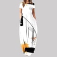 thumbnail image 1 of SMihono Robes d'Été Bohémiennes pour Femmes Grande Taille Mode d'Été Imprimée Manches Courtes Col Rond Bretelles Robe Pull, 1 of 4