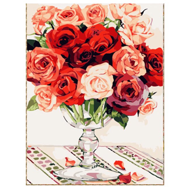 16 x 20 pulgadas DIY pintura al óleo sobre lienzo pintura por número Kit hermoso patrón de flores p yeacher Tipo 1