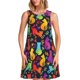 thumbnail image 1 of Balery Colorful Cats Vestidos de verano para mujer con estampado: vestido holgado sin mangas, vestido playero informal y cómodo para días calurosos., 1 of 7