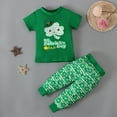 thumbnail image 4 of Baby St Patricks Day Outfit Boy Bodysuit Printed T-Shirt Top Long Pants Children's Wear, 4 of 6