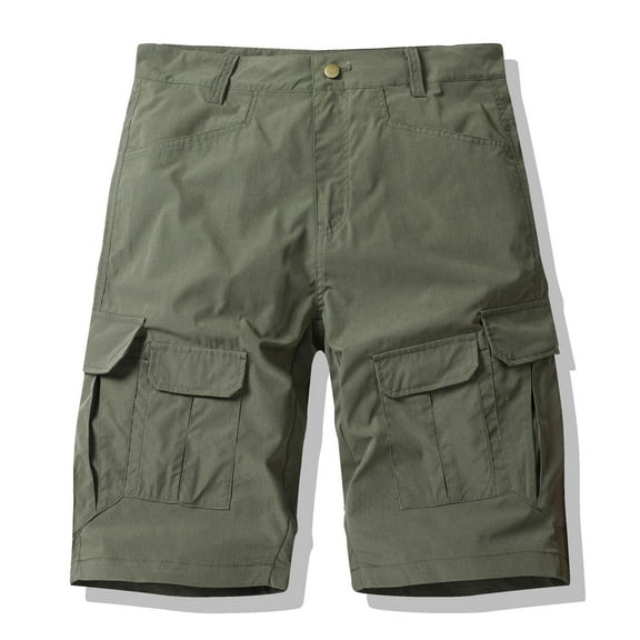Coorders George Men's Casual Cargo Shorts, Stretch Elastic Waist Men's Hiking Cargo Shorts with Pockets, Army Green, XXL