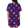 thumbnail image 4 of Womens Pajama Sets With Pocket, Purple Mardi Gras Lounge Sets Short Sleeve Sleepwear PJ Sets for Women, 4 of 6