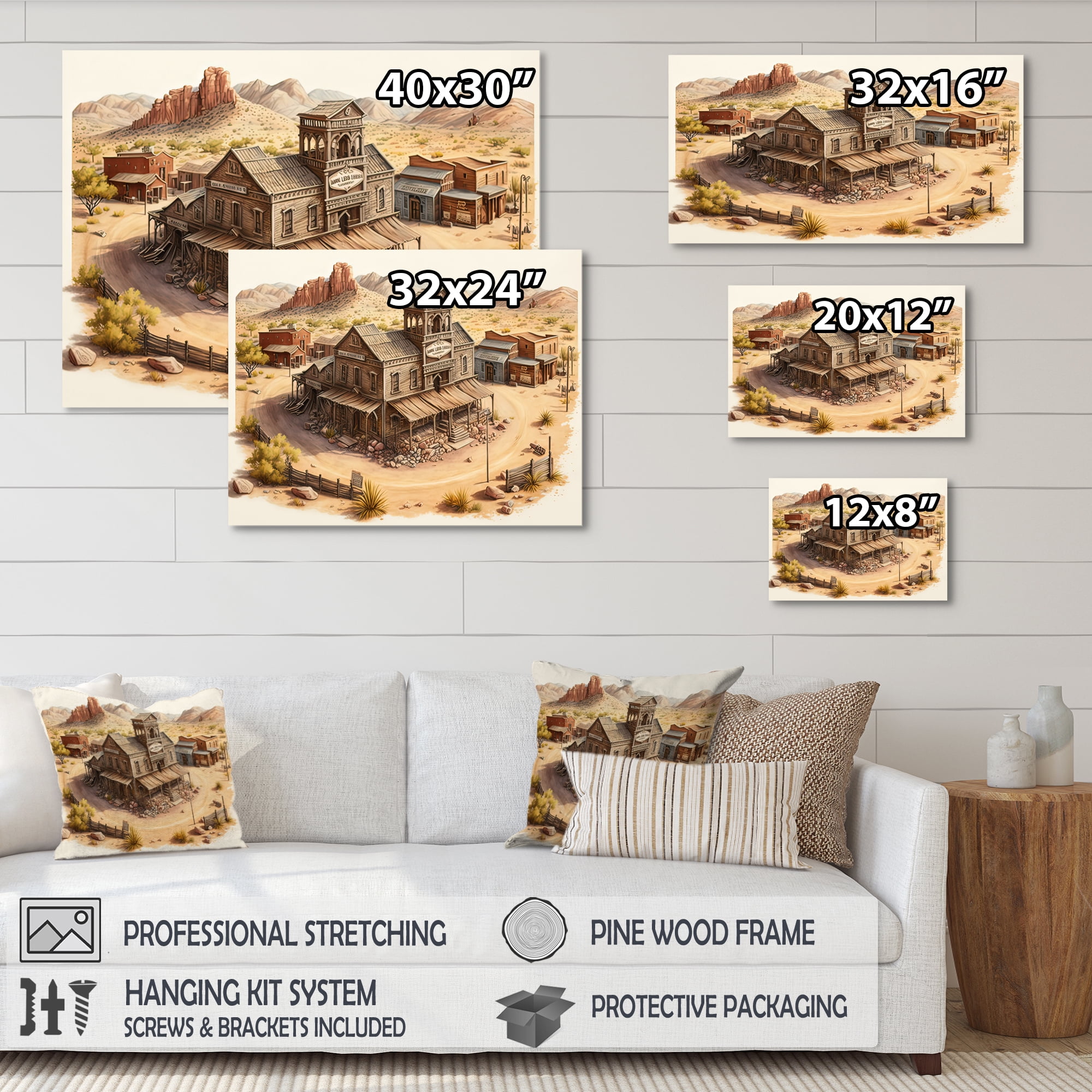 Designart Wild West Town I Canvas Wall Art