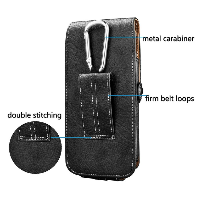 Njjex 2016 Samsung Galaxy S7 S7 Edge S7 Active Holster Case Vertical Leather Carrying Pouch with Belt Clip Loop Black