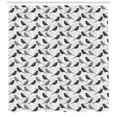 thumbnail image 3 of Birds Shower Curtain, Silhouette of Damask Patterned Northern Mockingbirds on Fluctuating Leaves, Fabric Bathroom Set with Hooks, 69W X 84L Inches Extra Long, Grey Black White, by Ambesonne, 3 of 3