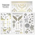 thumbnail image 3 of 12 Sheets Metallic Temporary Tattoos, 150+ Shimmer Designs Black Silver Gold Temporary Tattoo Jewellery Tattoos Flash, 3 of 5