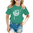 thumbnail image 1 of GDREDA Girl Clothes St. Pat Print Round Neck Short Sleeve For Girls Girls Tops Plus Size Army Green,3-4 Years, 1 of 3