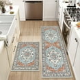 thumbnail image 5 of Findosom 2pcs Kitchen Rugs, Washable Boho Farmhouse Kitchen Mats for Floor, Non Slip Thick Indoor Kitchen Floor Mat Carpet Runner Rugs for Entryway Hallway Laundry Home Decor 20"x32"+20"x47" Orange, 5 of 7