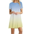 thumbnail image 1 of Ersazi Robe pour Femmes 2023 Mode pour Femmes Col Rond Chandail à Enfiler avec Manches Courtes Imprimées Décontractée Ample Longueur Genou en Liquidation Bleu G, 1 of 4