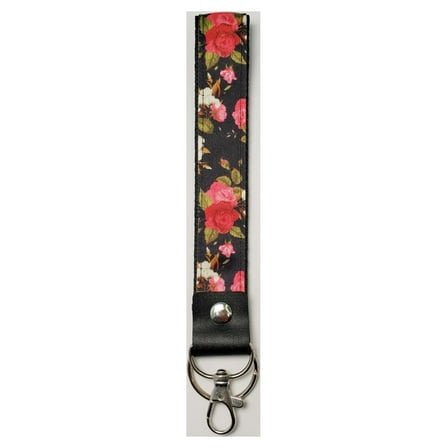 Essentials Brand Women's Adult Floral Polyester Wrist Lanyard and Keychain, 8" Long