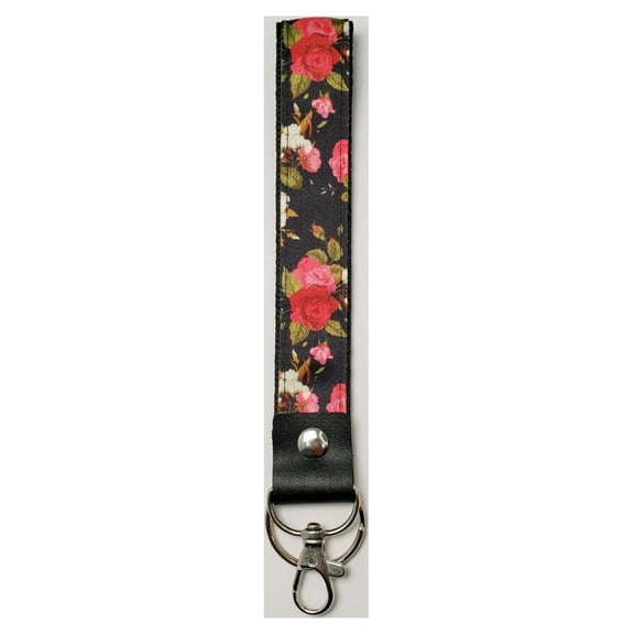 Essentials Brand Women's Adult Floral Polyester Wrist Lanyard and Keychain, 8" Long