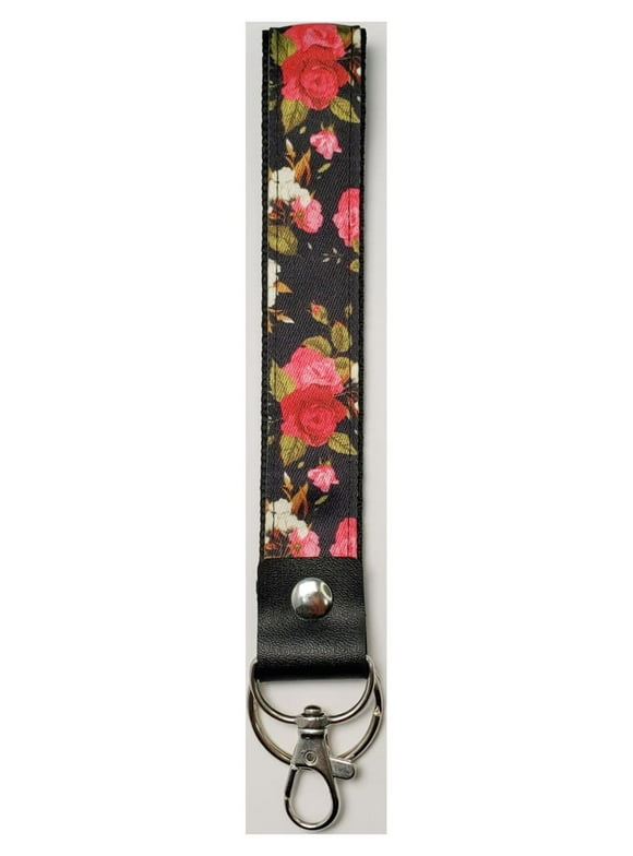 PR ESSENTIALS Brand Women's Adult Floral Polyester Wristlet Lanyard and Keychain