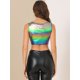 thumbnail image 5 of INSPIRE CHIC Chaleco Con Cuello En U Para Mujer, Sin Mangas, Para Fiesta, Clubwear, Camiseta Corta Metálica Brillante Morado oscuro XS, 5 of 6