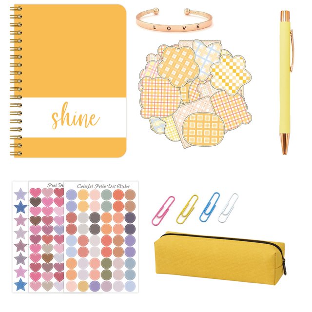 NAOJIE Journaling Supplies,Crafts for Girls 8-12,Gifts for Teen Girls,DIY Journal Kit for Girls - 111PCs DIY Journal Set for Tween & Teen Girls,Scrapbook & Diary Supplies Set-Yellow