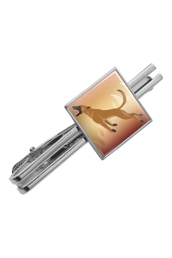 Belgian Malinois Dog Bite Training Square Tie Bar Clip Clasp Tack- Silver or Gold