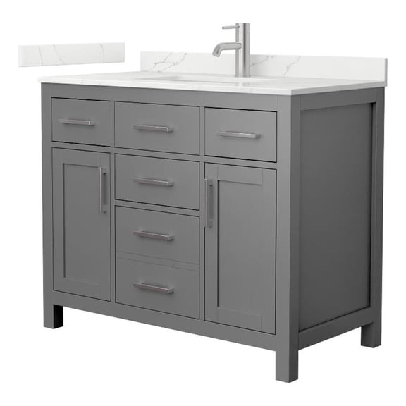 Beckett 42" Dark Gray Single Vanity & Giotto Quartz Top (1-Hole) & Nickel Trim