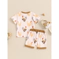 thumbnail image 3 of Suealasg 2Pcs Toddler Boy Farm Clothes Short Sleeve Rooster Print T-Shirt +Elastic Waist Shorts 6M 12M 18M 24M 3T Kids Baby Boy Summer Western Outfits, 3 of 6