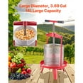 thumbnail image 2 of KFFKFF 3.69 Gal/14L Fruit Wine Press Stainless Steel Basket Wine Making Press Cider Apple Grape Crusher Juice Maker Tool, 2 of 10