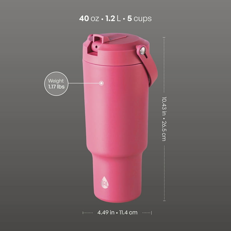 TAL 40oz Stainless Steel Hudson Tumbler with Flip-Up Straw, Bright