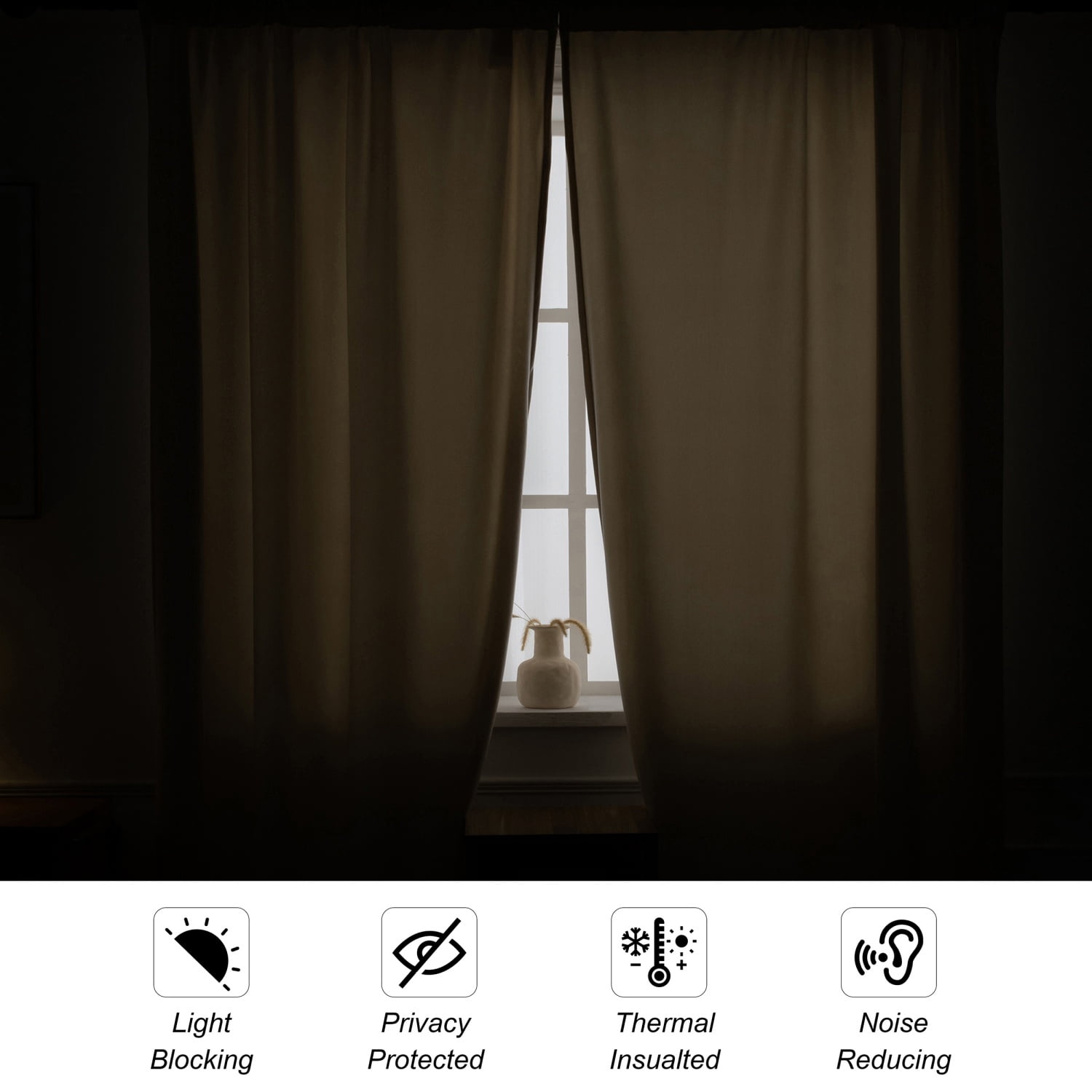 Rod Pocket Outdoor Curtains for Patio, Light Filtering Gazebo Curtain for Pergola/Porch, UV & Privacy Protection Outside Drape, 52" Wide, 2 Panels