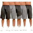thumbnail image 3 of 5 Pack: Men's Active Performance Quick-Dry Athletic Workout Training Stretch Basketball Gym Knit Shorts, 3 of 7
