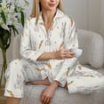 thumbnail image 5 of KLL Retro Rabbit Print Women's Long Sleeve Pajamas with Pants Sleepwear Loungewear 2 Set-X-Large, 5 of 7