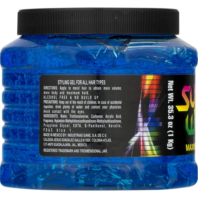 Super Wet Plus Maximum Hold Hair Styling Gel, Blue, 35.30 Oz., Pack of 2 
