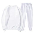 thumbnail image 2 of Juebong Men 2 Piece Casual Outfits Crewneck Solid Plain Sweatshirt Tracksuit & Elastic Waist Jogger Sweatpants Sweatsuit Set White,XXXXL, 2 of 5