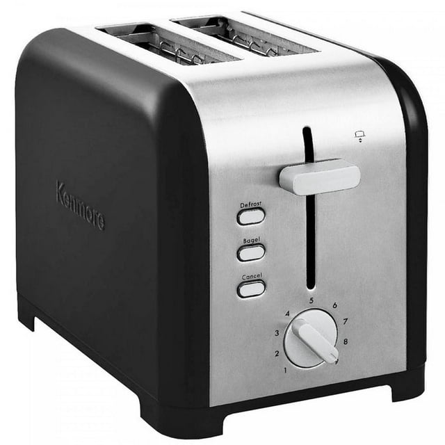 Kenmore Kenmore 2-Slice Toaster, Black Stainless Steel, Extra Wide Slots, Bagel, Defrost, 9 Shade Settings