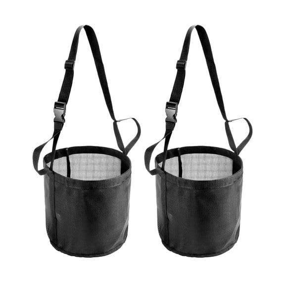 2 Pcs Feed Horses Bag for Grain Hay Bags Heavy Duty Mesh Horse Feeder with Adjustable Strap Comfort Neck Pad Nose Pad and Waterproof Bottom Muzzle(Black,M)
