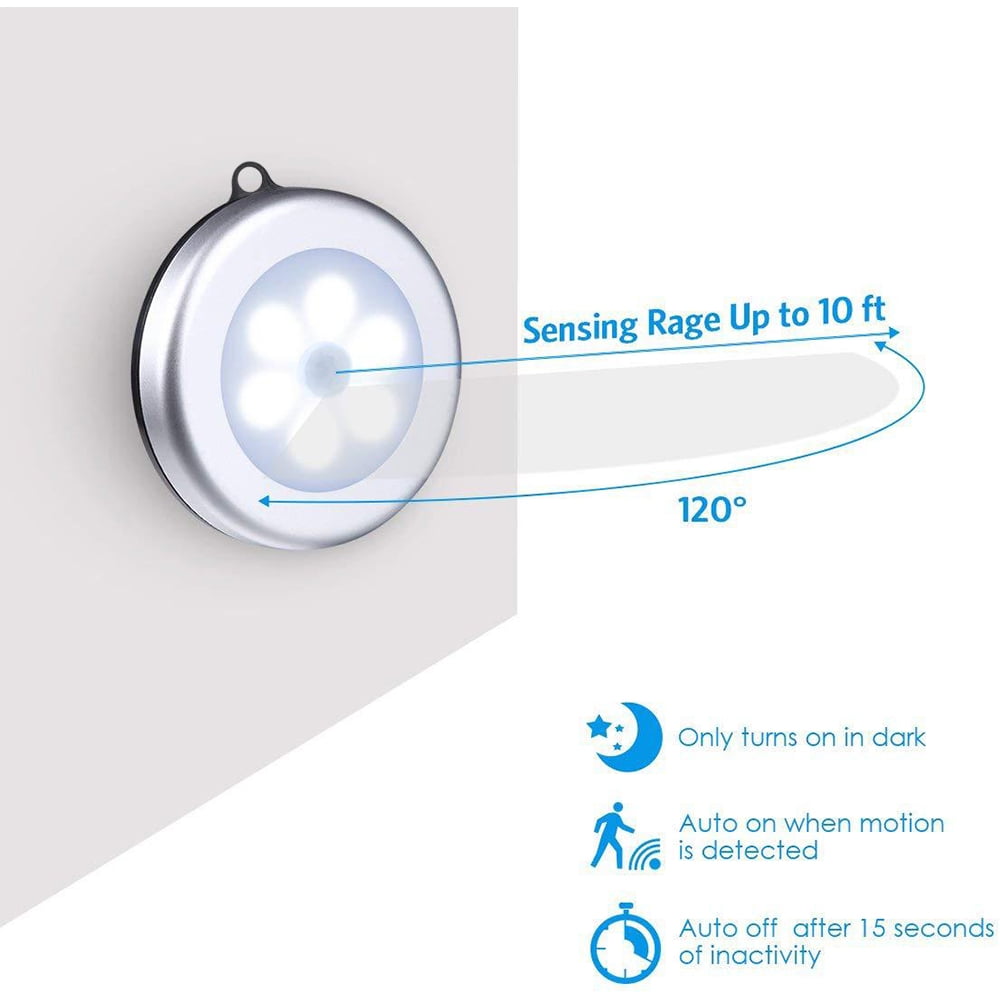 Motion Sensor Light, Closet Light, Wall Light, Stick Anywhere with No Tools, Battery Operated Lights, LED Night Lights, Perfect for Staircase, Hallway, Bathroom, Bedroom, Kitchen, Cabinet (6 Pack)