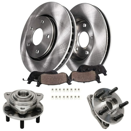 Detroit Axle Replacement for 1995-2000 Dodge Stratus Cirrus Breeze Front Brake Rotor Pad + Wheel Hub Bearing - 6pc Set