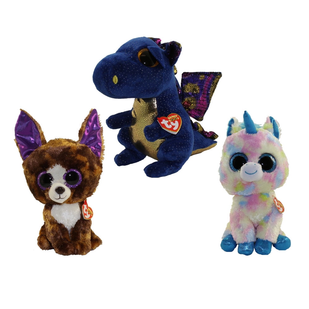 TY Beanie Boos SET of 3 Winter 2017 Releases (Medium 9 inch) (Blitz, Dexter & Saffire