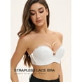 thumbnail image 6 of Wingslove Women's Push Up Strapless Bras Wireless Lace Plus Size Underwire Bra for Party,White 32B, 6 of 6