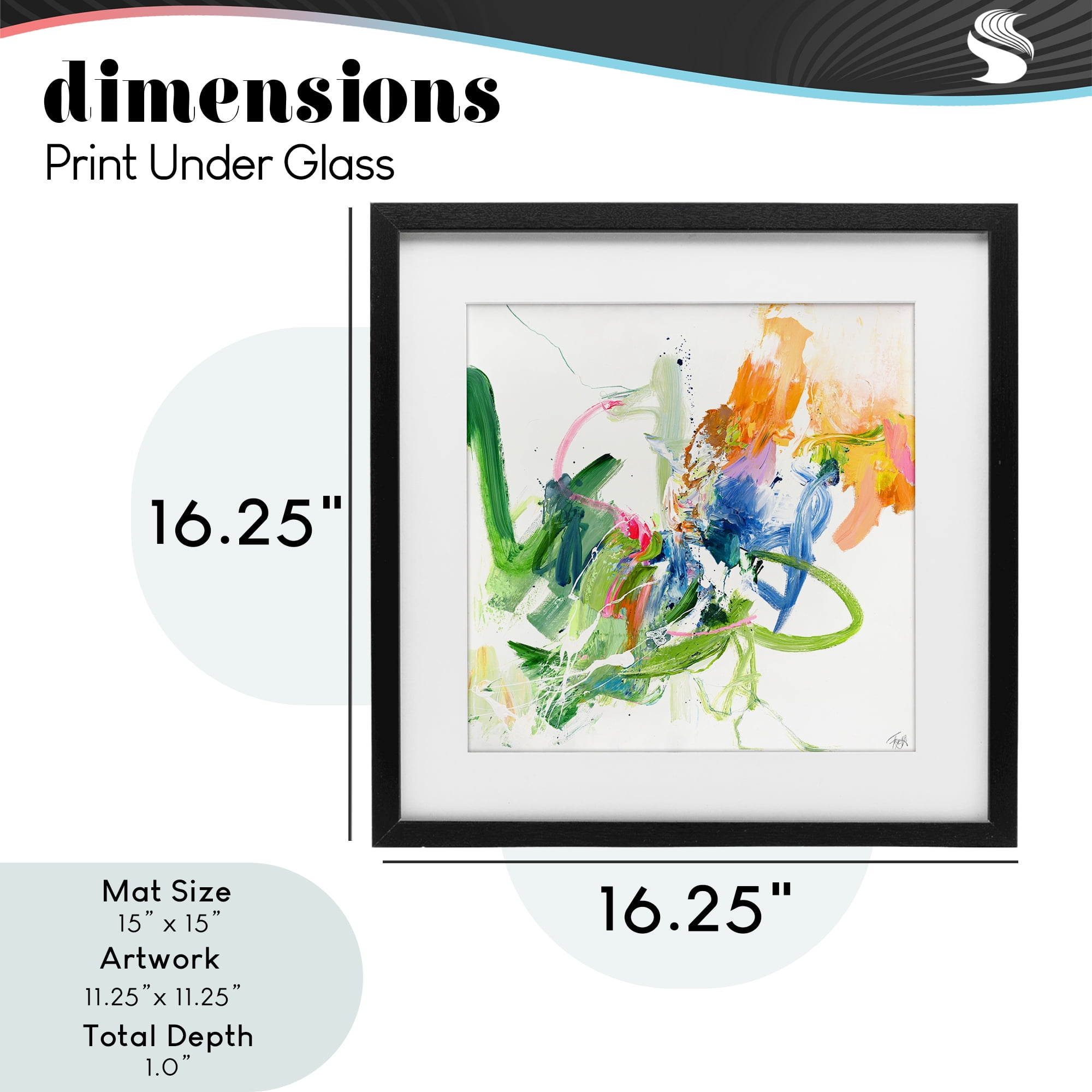 Confident Green Abstraction Black Framed Print Under Glass, design by Design Fabrikken