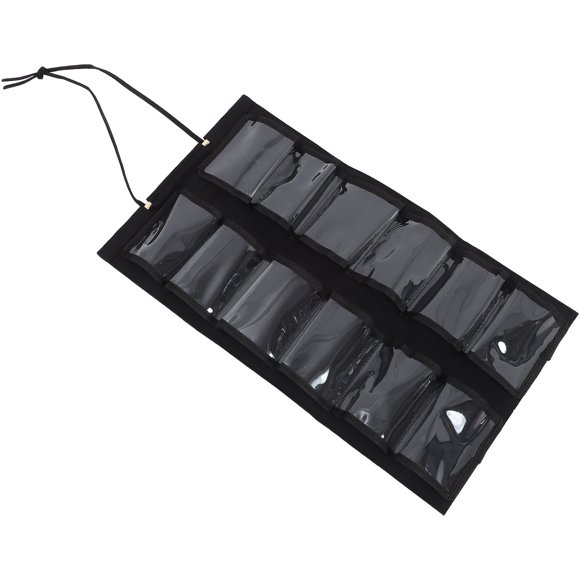 Raindrops Karate Belt Display Rack Wall Organizer with Multiple Pockets for Belt and Medal Storage Black