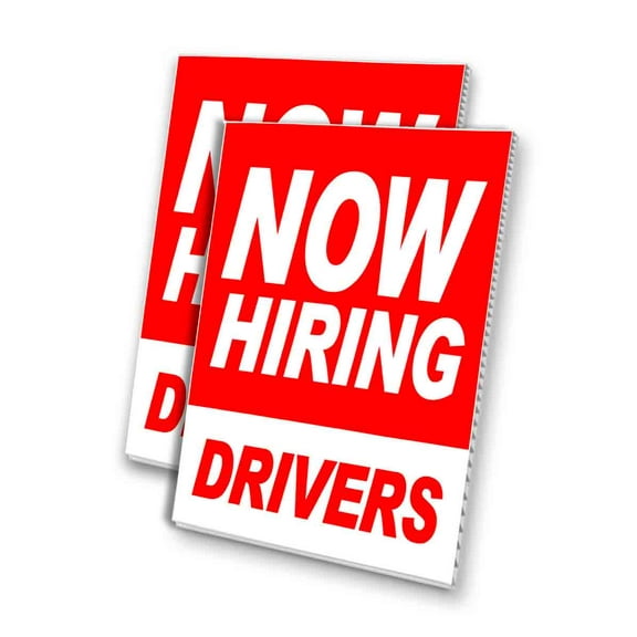 Now Hiring Drivers (24" X 36") 4mm Corrugated Plastic Panel, Graphics Applied To 1 Side (Pk of 2)