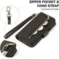thumbnail image 3 of Wallet Case for iPhone 6 iPhone 6S, 5 Card Slots Magnetic Closure Zipper Pocket Handbag PU Leather Flip Case with Wrist Strap TPU Kickstand Cover for iPhone 6/6S - Black, 3 of 16
