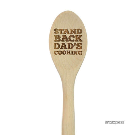 Koyal Wholesale 12-inch Laser Engraved Wooden Mixing Spoon, Stand Back Dad's Cooking, 1-Piece