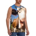 thumbnail image 2 of Fotbe Blue Sky Meadow Cute Cow Men's Camiseta sin Mangas Estampada para Hombres, Playera Casual para Gimnasio, Entrenamiento, Playa-Small, 2 of 7
