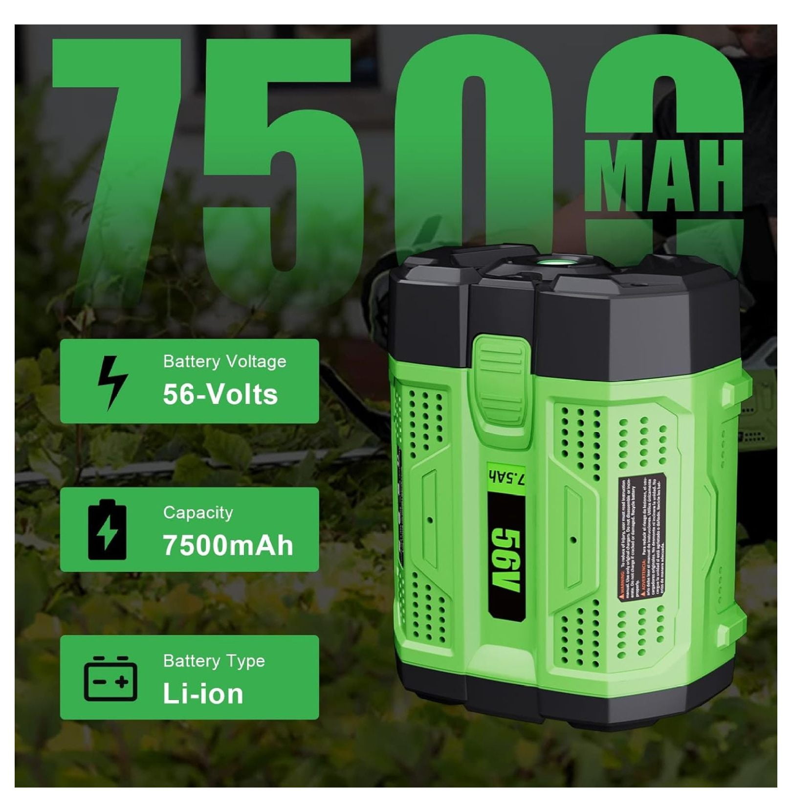 56V 7.5Ah EGO Battery Replacement - 7500mAh Lithium BA2800 BA4200 for EGO 56 Volt Power Tools CS1604 CS1804 LB6504 HT2400