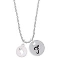 thumbnail image 1 of Delight Jewelry Silvertone Cat Head Silhouette Silvertone Script Initial Disc - F - Charm Necklace, 20"+3", 1 of 4