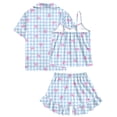 thumbnail image 2 of Aideaone Girls Silk Pajama Sets 3pcs Button Down Kids Satin Pjs set Short Sleeve Sleepwear 6-13 Years, 2 of 3