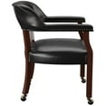 thumbnail image 4 of Bowery Hill Traditional Wood Box Seat Black Vinyl Arm Chair with Casters - Black, 4 of 6
