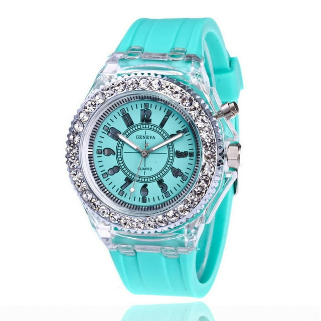 Reloj luminoso LED colorido para hombres y mujeres, reloj de cuarzo fluorescente para estudiantes y hombres